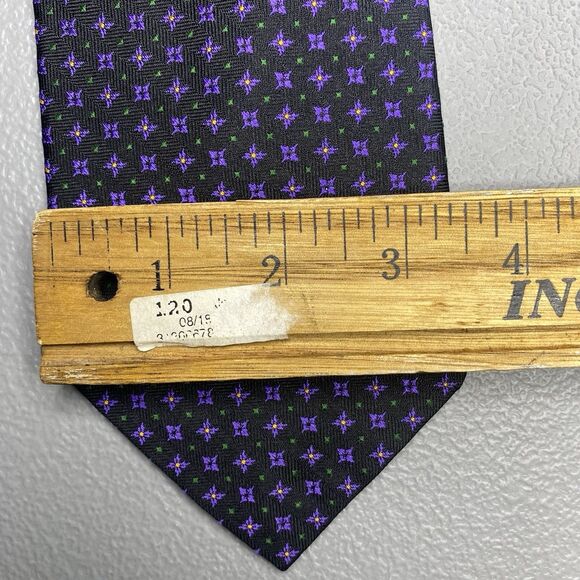 LAUREN RALPH LAUREN Mens Silk Tie Necktie Black Purple Geometric Made in USA - Picture 3 of 6